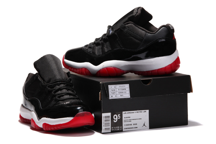 Air Jordan 11 Low Black White Red Shoes - Click Image to Close