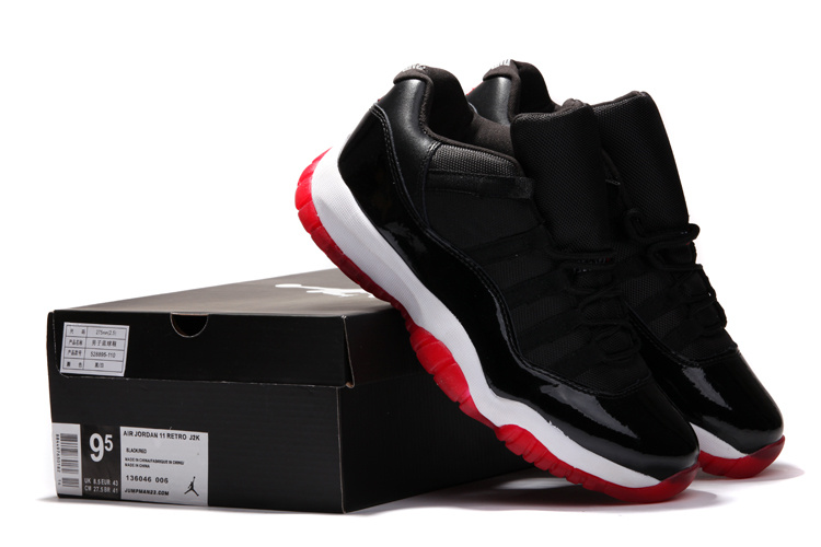 Air Jordan 11 Low Black White Red Shoes - Click Image to Close