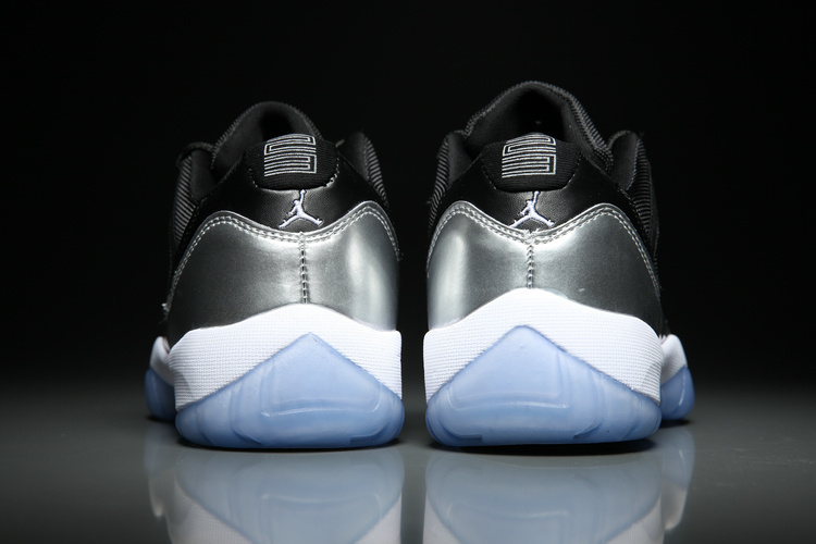 Air Jordan 11 Low Silver Black Blue Sole Shoes - Click Image to Close