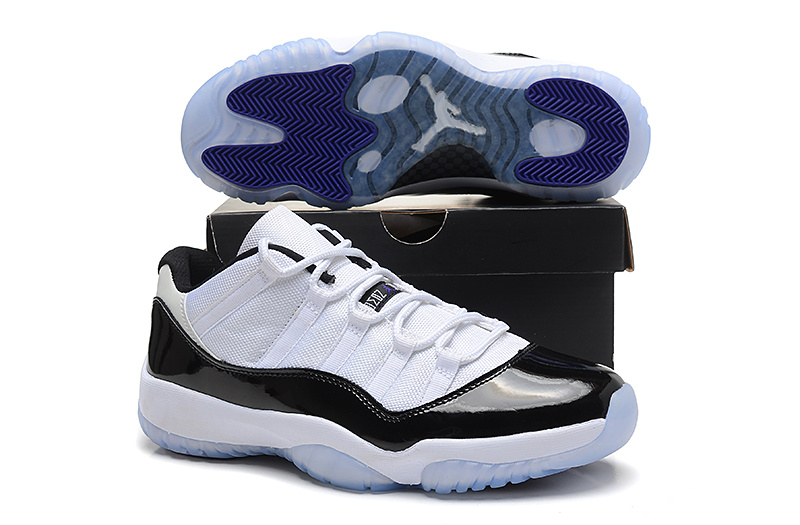 Air Jordan 11 Low White Black Blue For Women - Click Image to Close