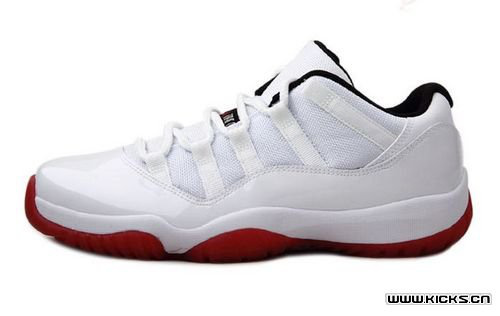 Low Air Jordan 11 White Red Shoes - Click Image to Close