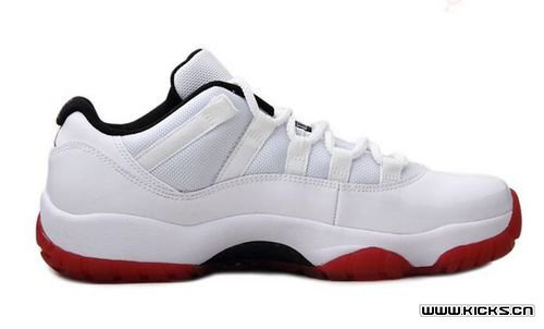 Low Air Jordan 11 White Red Shoes - Click Image to Close