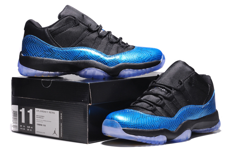 Air Jordan 11 Retro Low Black Blue Yellow Shoes - Click Image to Close