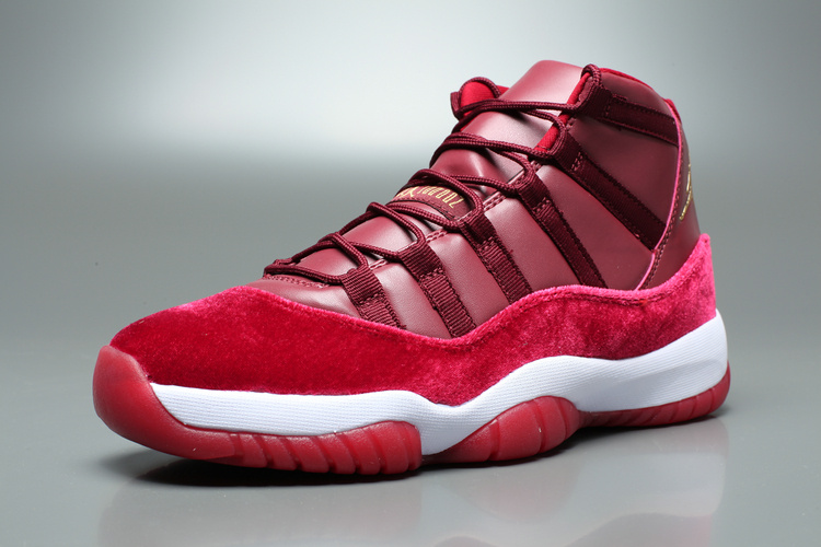 Air Jordan 11 Velvet Heriess High Wine Red White Shoes