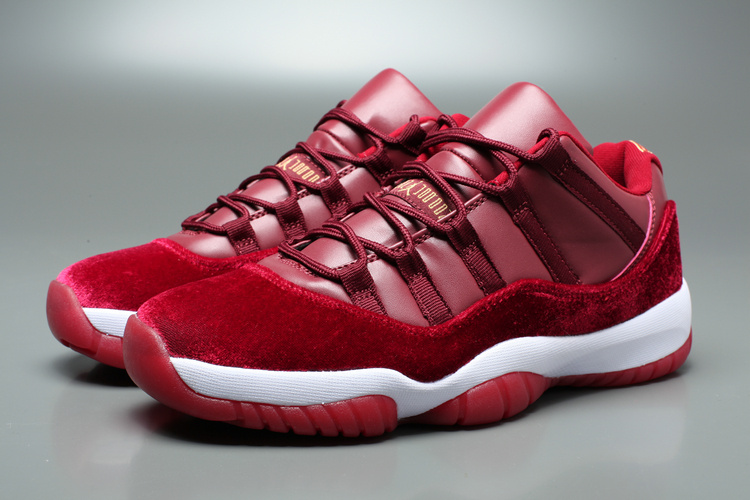 Air Jordan 11 Velvet Heriess Low Wine Red White Shoes - Click Image to Close