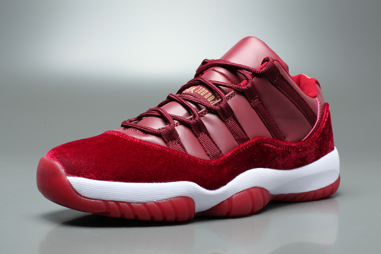 Air Jordan 11 Velvet Heriess Low Wine Red White Shoes