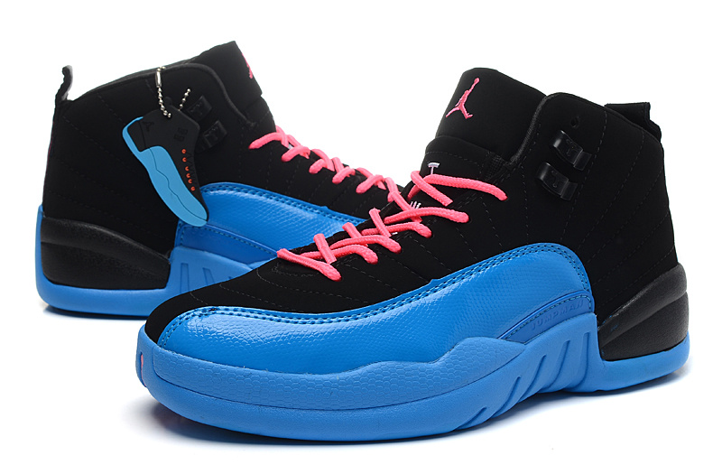 Air Jordan 12 Black Gamma Blue Pink For Women