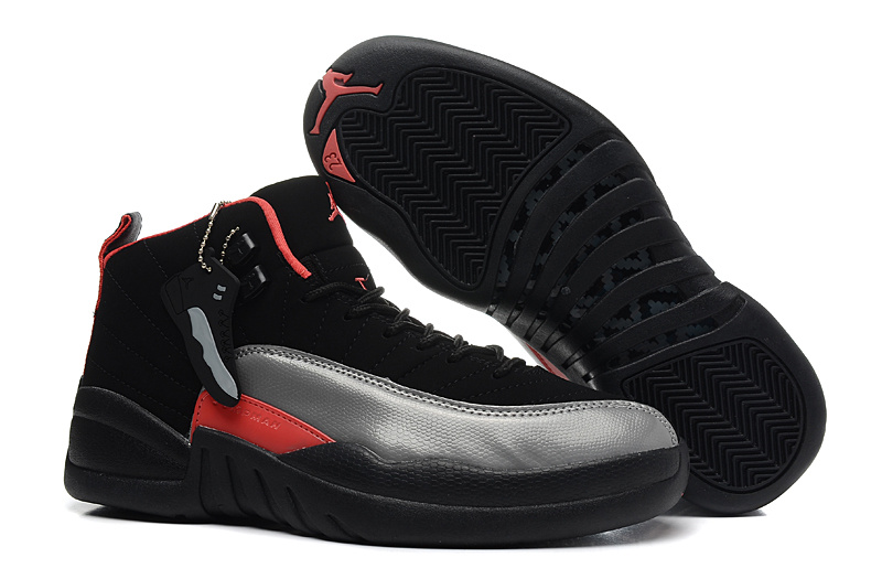 Air Jordan 12 Black Silver Red For Women