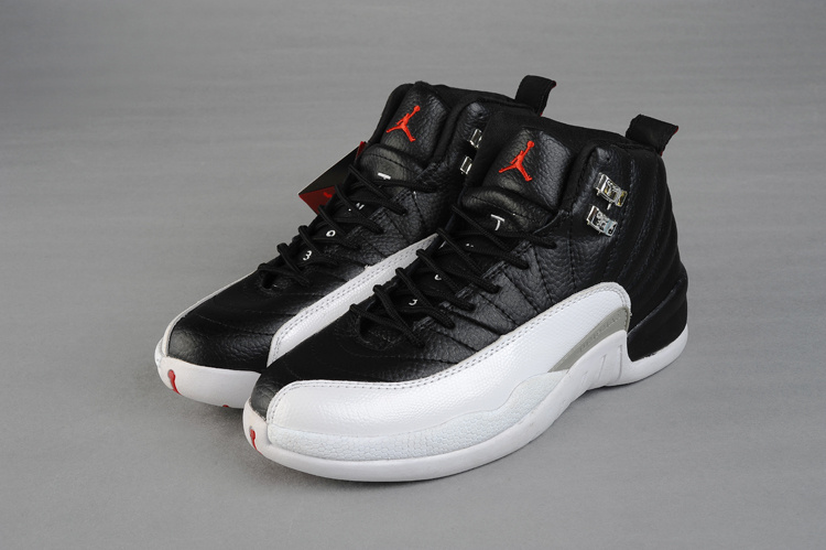 New Release Jordan 12 Black White Red For Women - Click Image to Close