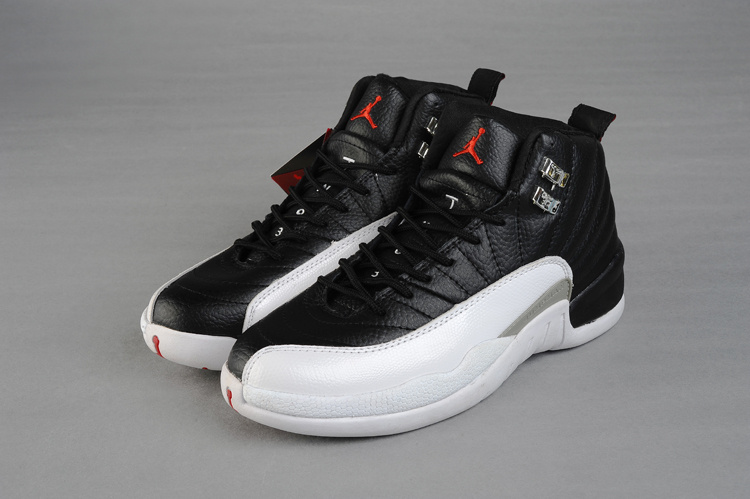 New Release Jordan 12 Black White Red For Women