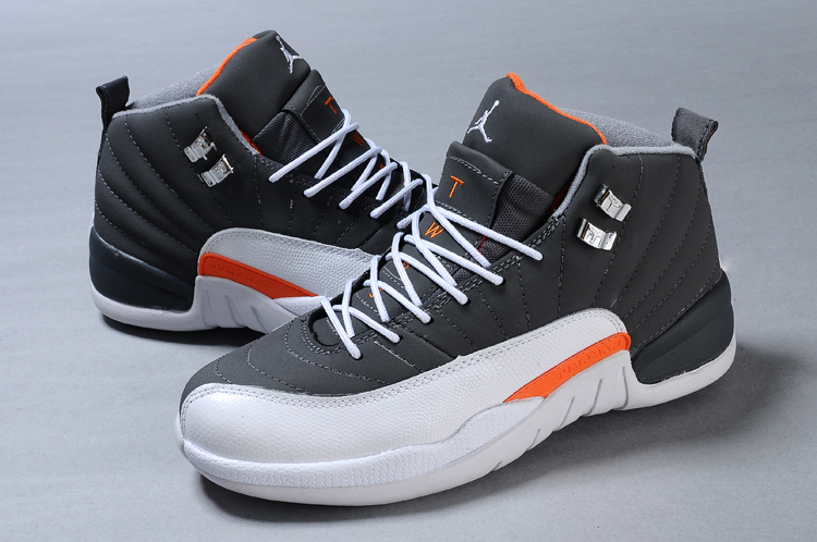 Air Jordan 12 Duplicate Grey White Orange - Click Image to Close