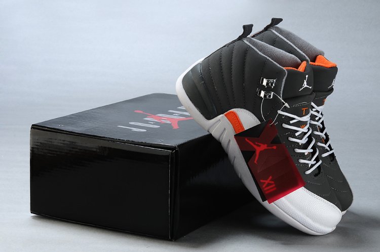 Air Jordan 12 Duplicate Grey White Orange - Click Image to Close