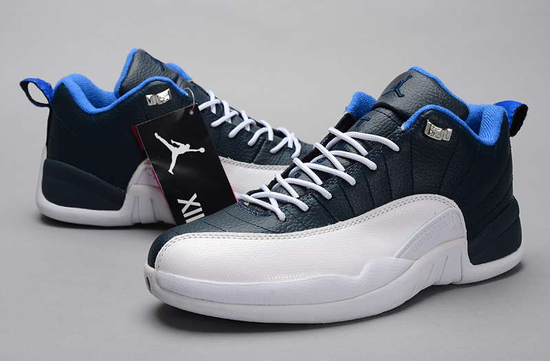 Air Jordan 12 Low Blue White Shoes - Click Image to Close