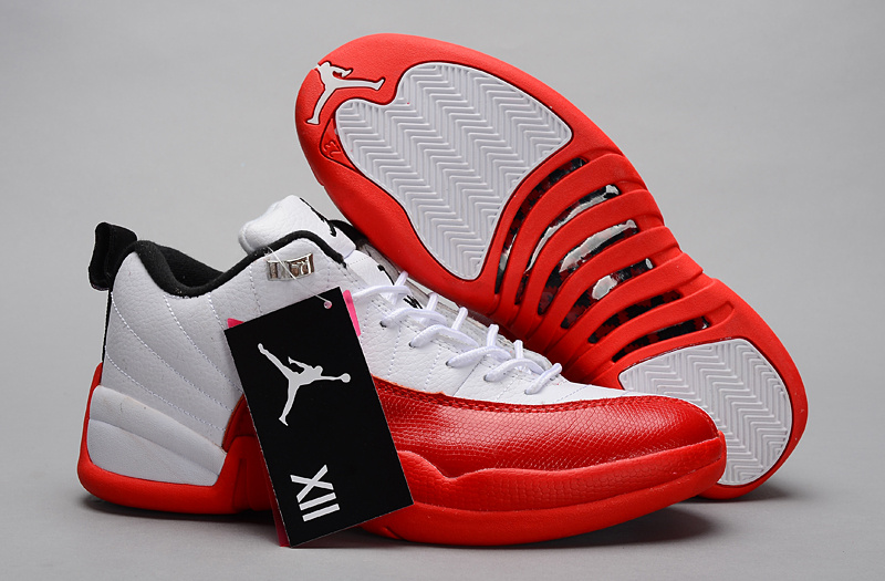 Air Jordan 12 Low White Red Shoes - Click Image to Close