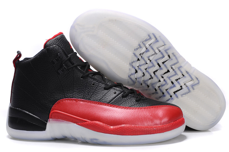 Air Jordan 12 Transparent Sole Black Red White Shoes