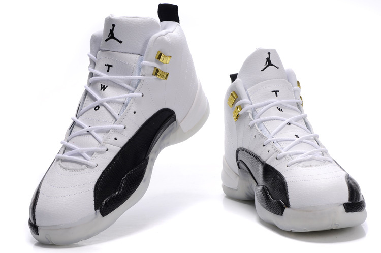 Air Jordan 12 Transparent Sole White Black Shoes