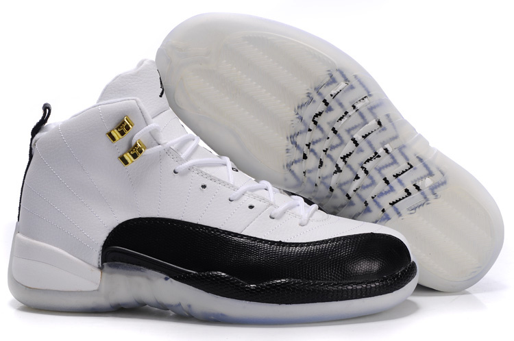 Air Jordan 12 Transparent Sole White Black Shoes - Click Image to Close