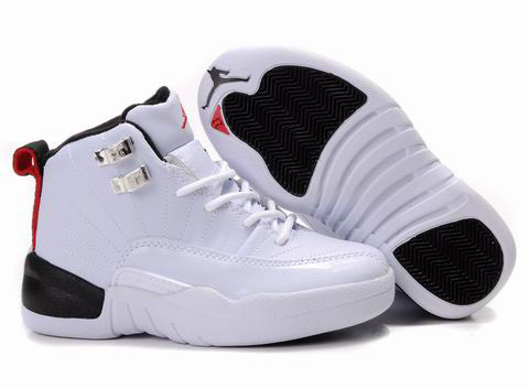 Air Jordan 12 White Black For Kids