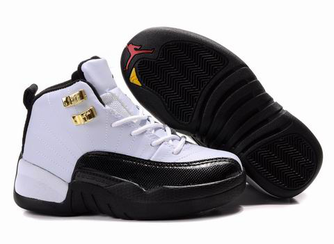 Air Jordan 12 White Black Gold For Kids - Click Image to Close