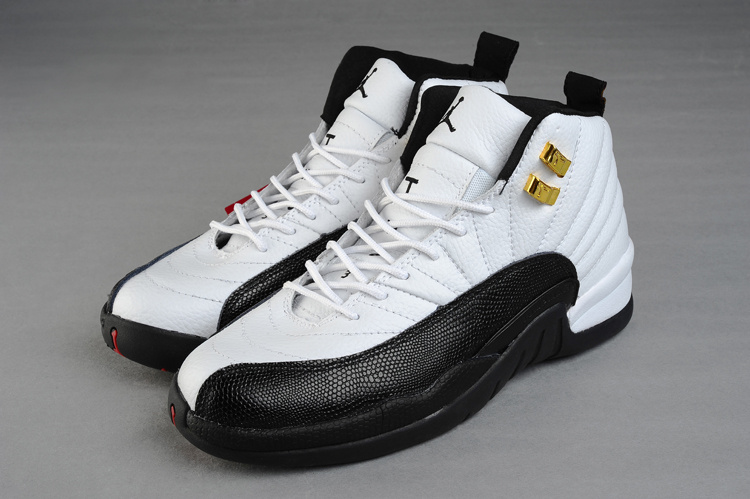 Air Jordan 12 White Black Gold For Women