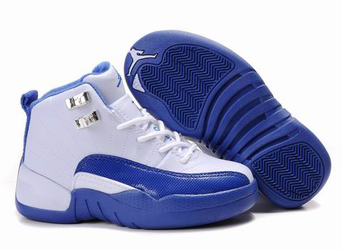 Air Jordan 12 White Blue For Kids - Click Image to Close