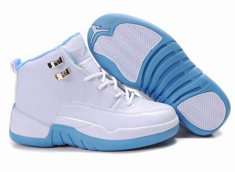 Air Jordan 12 White Light Blue For Kids - Click Image to Close