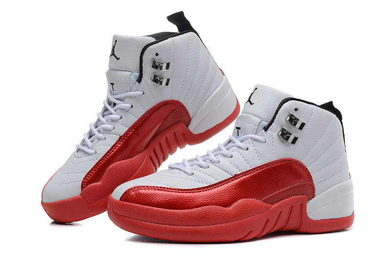 Air Jordan 12 White Red For Women - Click Image to Close