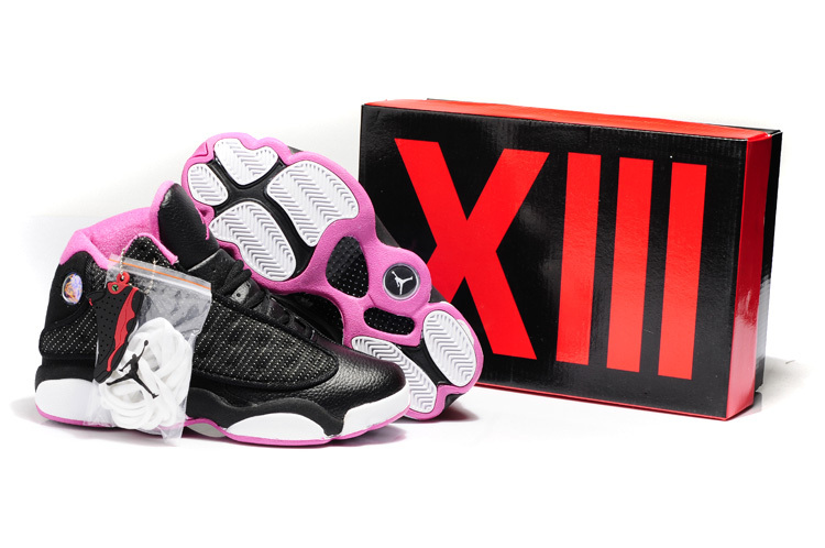 Air Jordan 13 Hardback Black Pink White Shoes - Click Image to Close