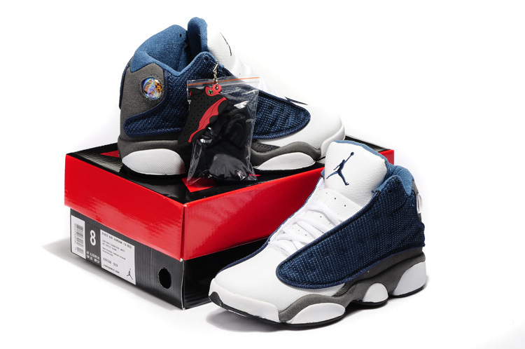 Air Jordan 13 Hardback White Blue Grey Shoes - Click Image to Close