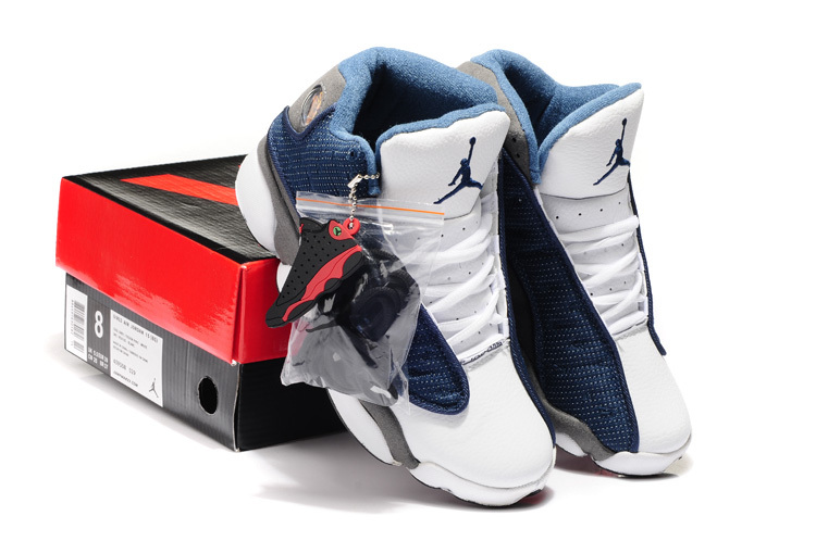 Air Jordan 13 Hardback White Blue Grey Shoes - Click Image to Close