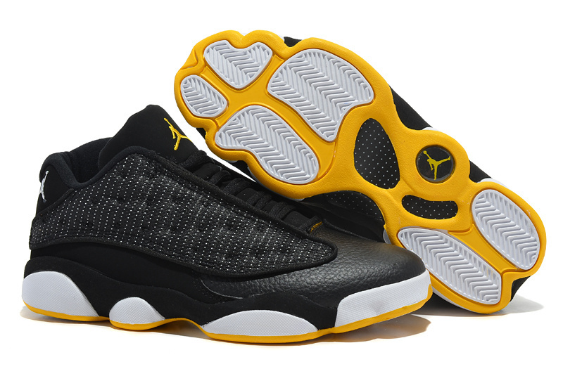 New Arrival Jordan 13 Low Black White yellow Shoes