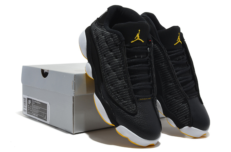 New Arrival Jordan 13 Low Black White yellow Shoes - Click Image to Close
