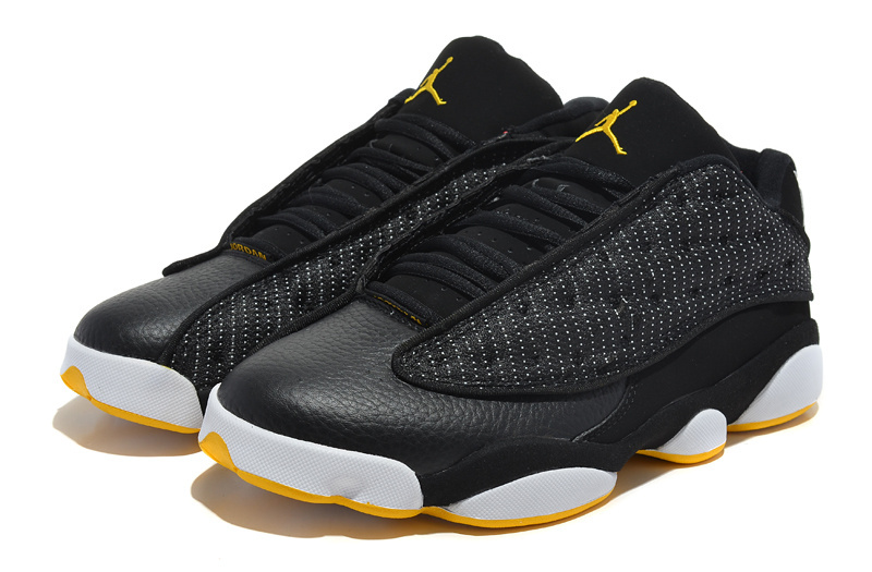 New Arrival Jordan 13 Low Black White yellow Shoes - Click Image to Close