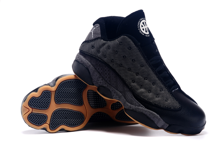 Air Jordan 13 mid Black Brown Sole Shoes - Click Image to Close