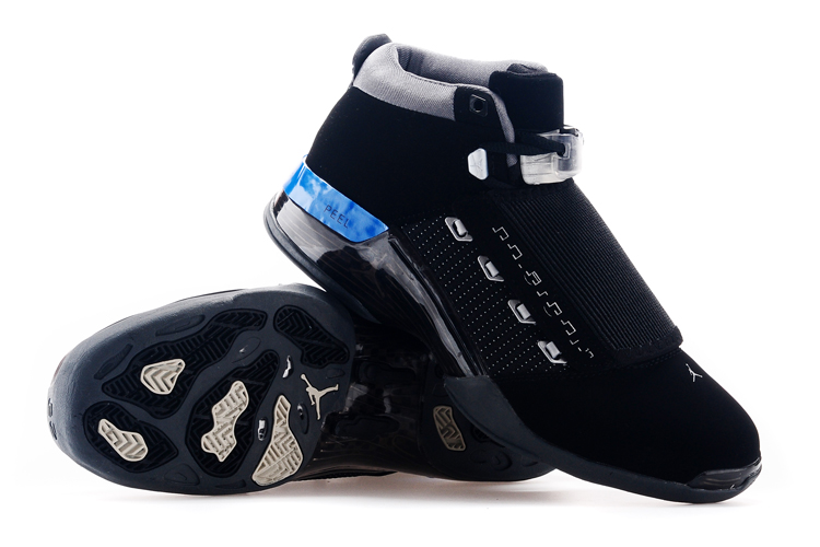 Air Jordan 17 Black Blue Basketball Shoes - Click Image to Close