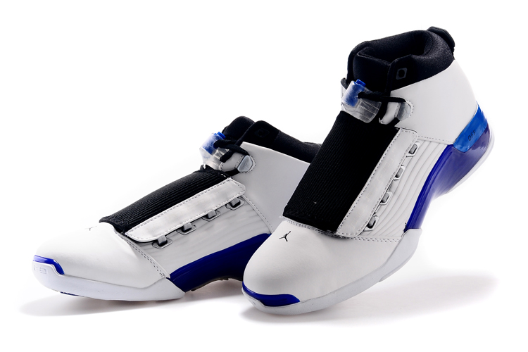 Air Jordan 17 White Black Blue Basketball Shoes