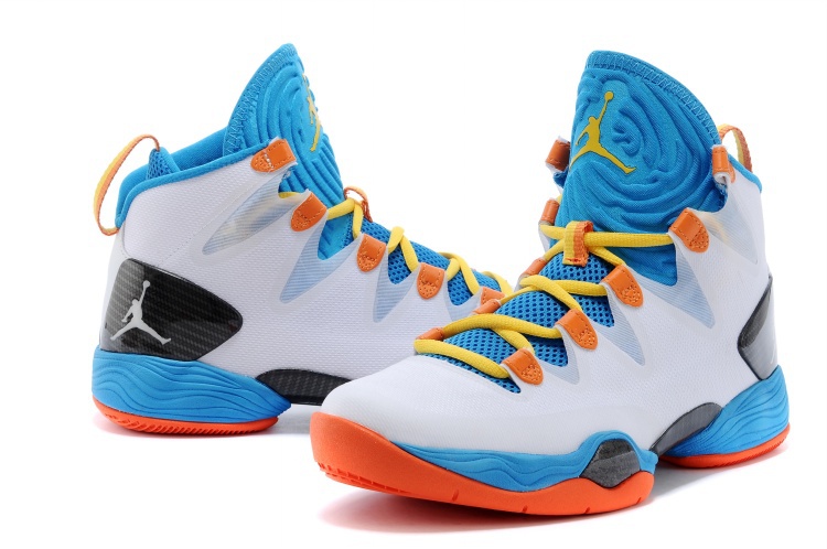 Air Jordan 28 SE White Blue Orange Black Yellow Shoes - Click Image to Close