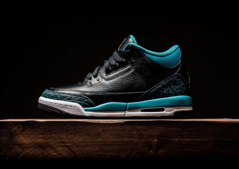 Air Jordan 3 Black Gold Rio Teal Black Blue Shoes For Women