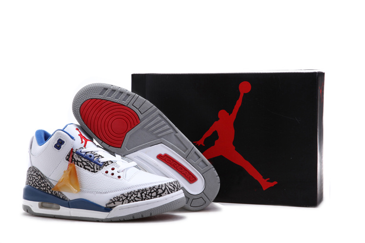 Air Jordan 3 Chalcedoney Edition White Blue Grey - Click Image to Close