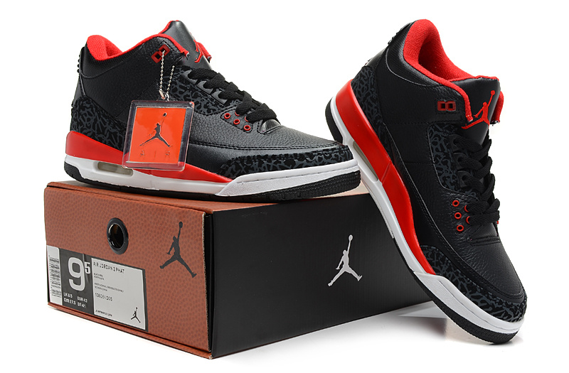 2013 Jordan 3 Hardback Black Red White Shoes