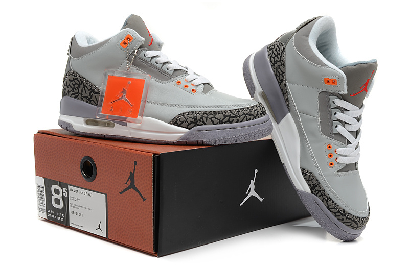 2013 Jordan 3 Hardback Grey White Shoes - Click Image to Close