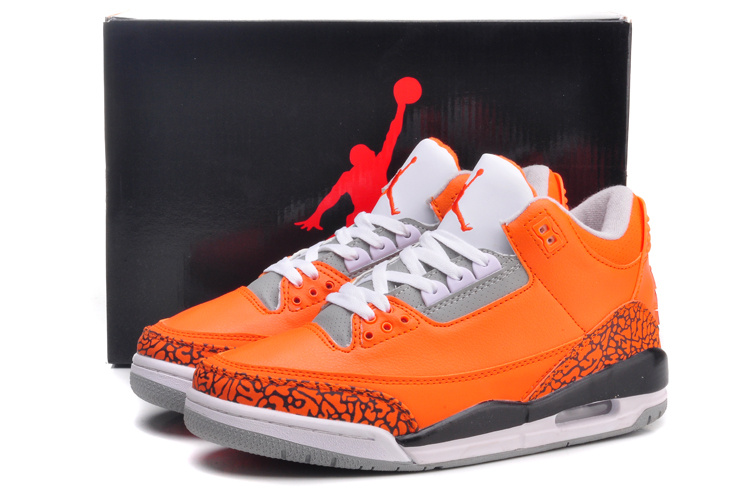 Air Jordan 3 Retro Orange Grey White Black Shoes