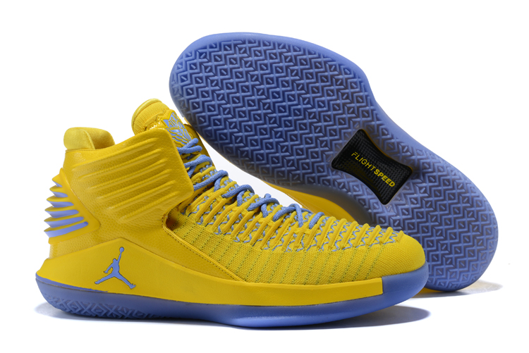 Air Jordan 32 Yellow Grey Blue Shoes - Click Image to Close