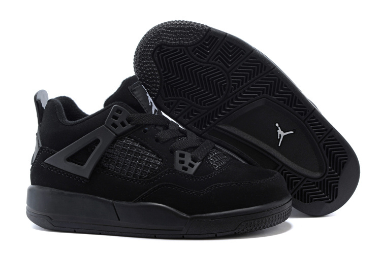 Air Jordan 4 All Black Shoes For Kids