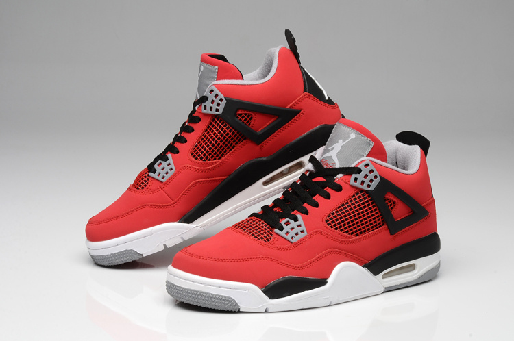 Air Jordan 4 Bulls Colors Red White Black Shoes