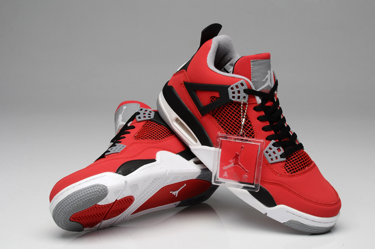 Air Jordan 4 Bulls Colors Red White Black Shoes - Click Image to Close