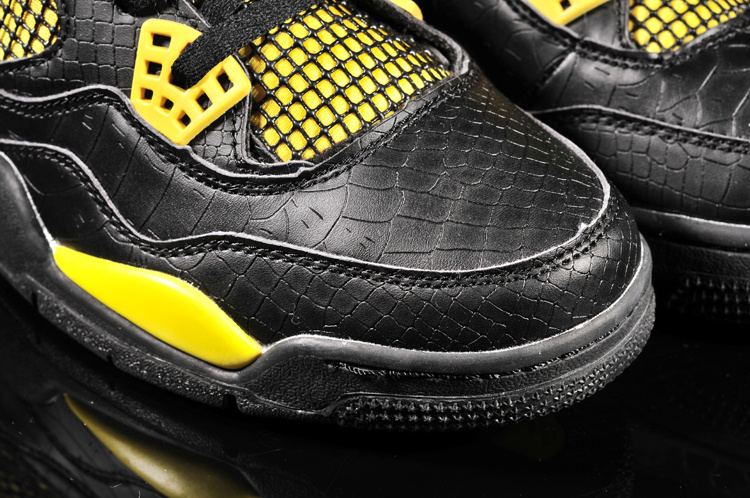 Air Jordan 4 Fish Pattern Black Yellow Shoes