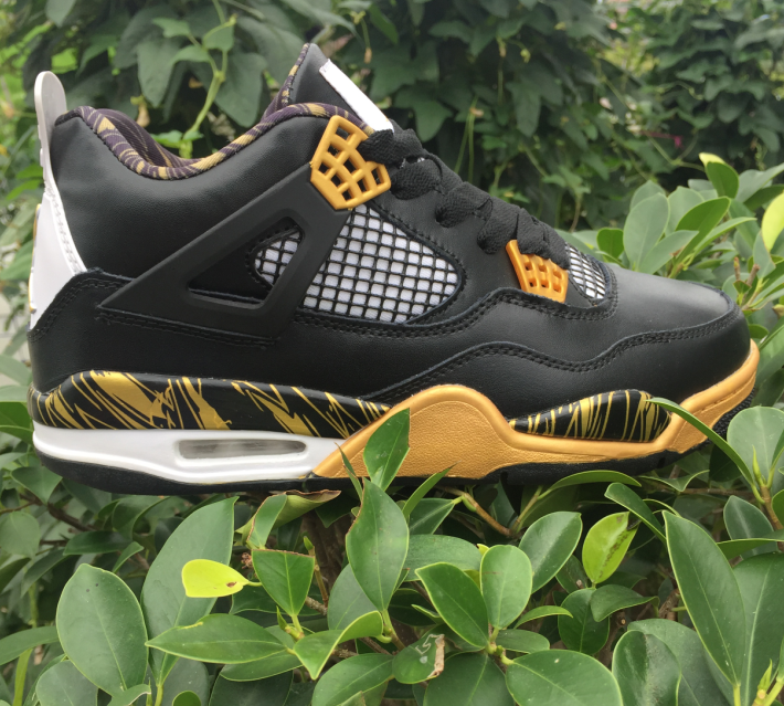 Air Jordan 4 Gold Medal Black Yellow Shoes - Click Image to Close