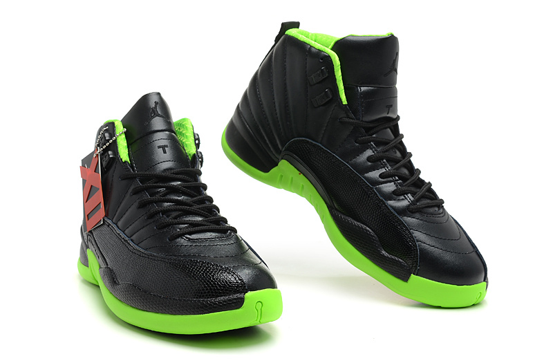 2013 Jordan 12 Hardback Black Green Shoes - Click Image to Close