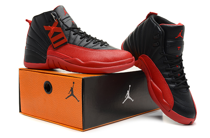 2013 Jordan 12 Hardback Black Red Shoes